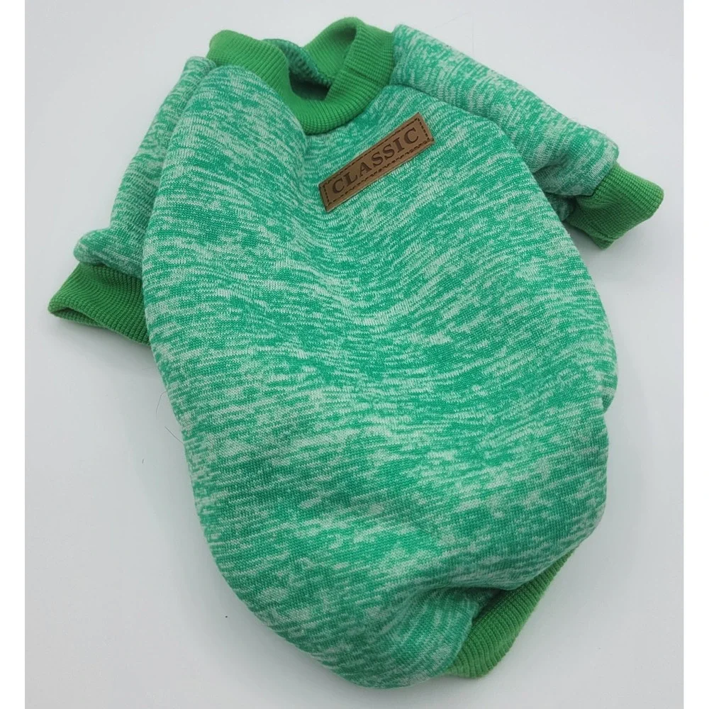 Classic Green Marl Fleece Lined Dog Sweater Small Pullover Pet appersl Coat